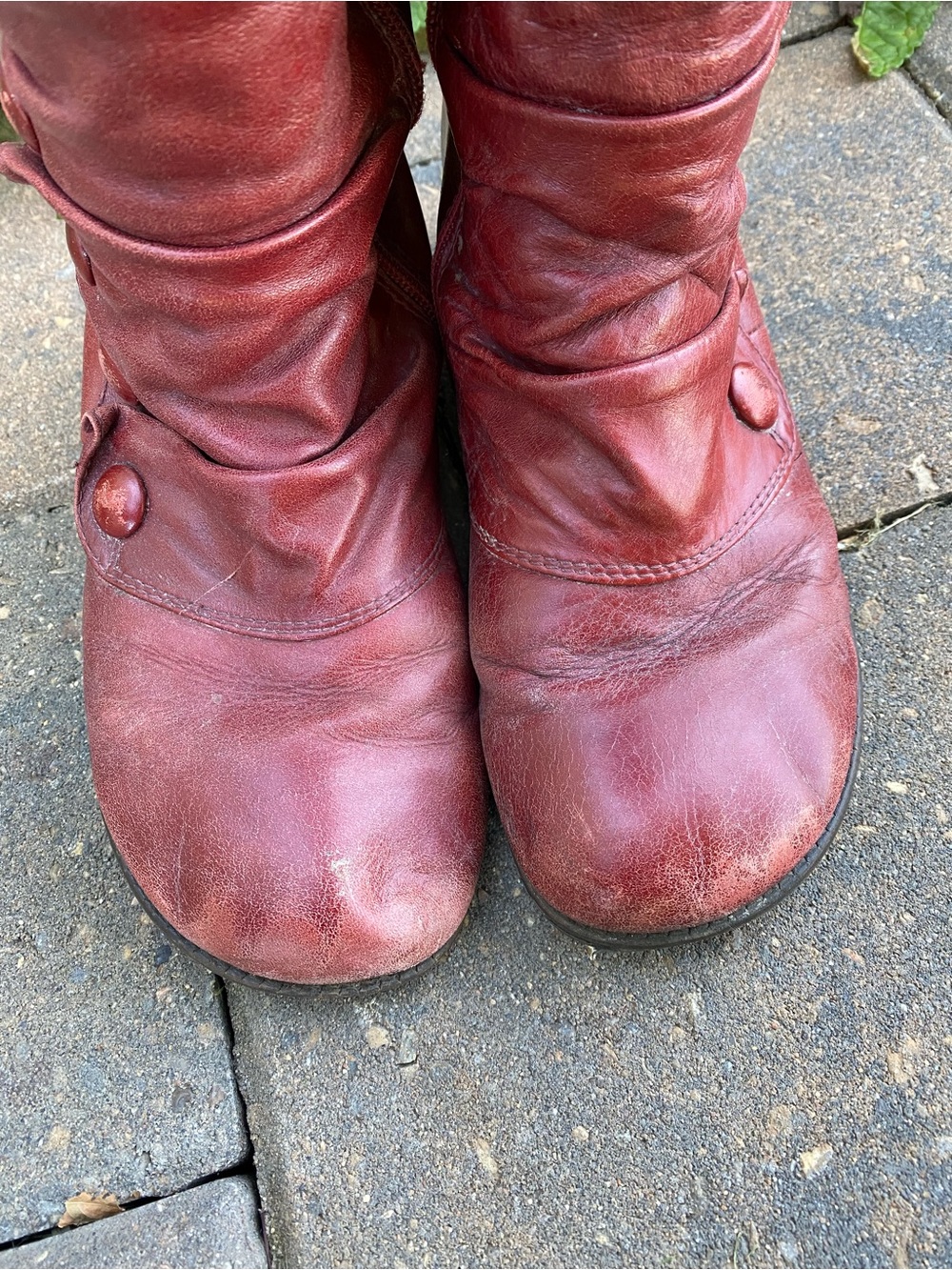 Miz Mooz Bloom Oxblood Leather Button Trim Knee High Boots Sz 7 - Issues Fall - Picture 3 of 7